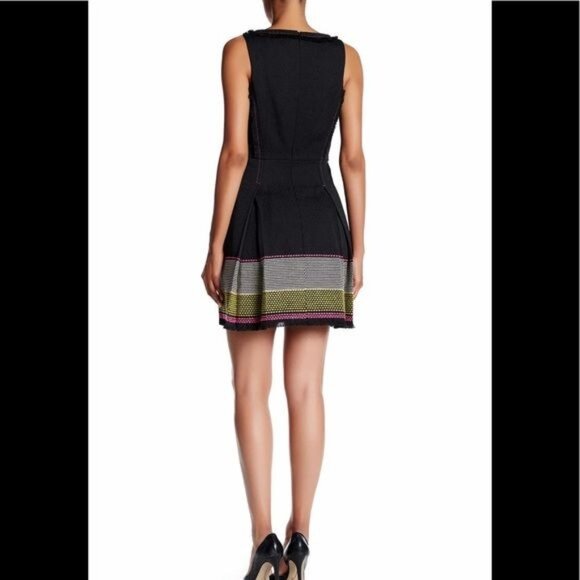 Trina Turk Abela Fringe Embroidered Fit and Flare Sleeveless Dress Black Size 6 - Picture 10 of 10